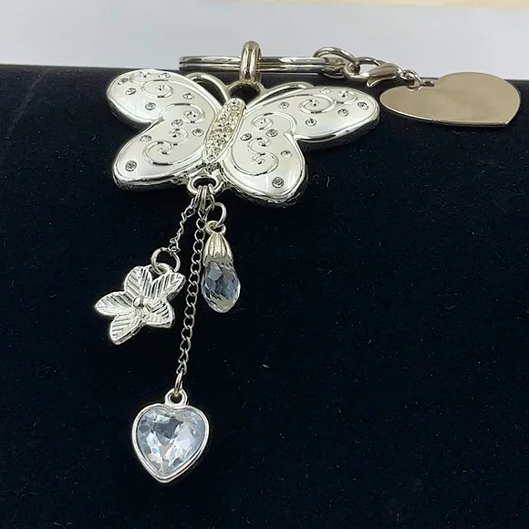 Things Remembered Silver Butterfly Key Ring With 4 Charms - Picture 4 of 7